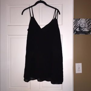 Simple Black Sheer Overlay Dress